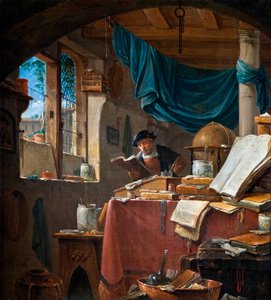 ""Un savant dans son büro"" (Bir bilim adamı Çalışmasında) Thomas Wyck (Wyjck veya Wijck) (1616-1677 dolaylarında) - Tuval üzerine yağlı boya - 33.5x31 - Hallwylska Museet, Stockholm