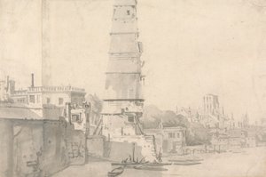 Waterhouse ve Old St. Paul's, Londra'nın görünümü by Thomas Wyck