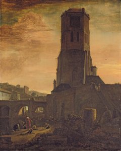 Bir Kulenin Dibinde Çamaşırcı Kadınlar (panel üzerine yağlıboya) by Thomas Wyck