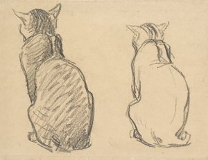 Bir Kedinin İki Çalışması, 20. yüzyılın başları by Théophile Alexandre Steinlen