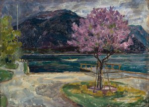 Çiçek Açan Badem Ağacı ile Sahil Manzarası by Thorolf Holmboe