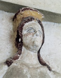 Sveshtari'nin Trakya mezarı, Atlas'ta bir kadın heykelinin detayı, MÖ 3. yüzyıl (taş heykel)
