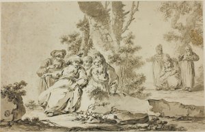 Peyzajda Oryantal Kostümlü Figürler by Tiberius Dominikus Wocher