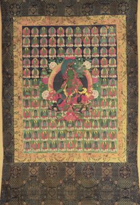 Yeşil Tara, (pamuk üzerine guaj ve yaldızlı) by Tibetan School