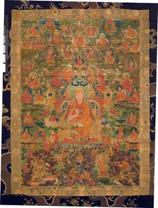Üçüncü Panchen Lama Losan Penden Yeshe (kumaş üzerine guaj boya) by Tibetan School