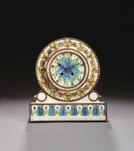 Favrile mozaik şömine saati (cam ve bronz) by Tiffany and Company