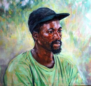 Afrikalı Adam, 1996 tuval üzerine yağlı boya by Tilly Willis