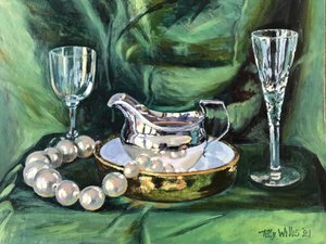 Silver Jug 2021 ile natürmort (tuval üzerine yağlı boya) by Tilly Willis