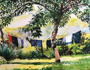 Çamaşır ipi 2017 (suluboya) by Tilly Willis