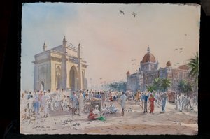 Hindistan Kapısı, Bombay, 2009 (kağıt üzerinde wc) by Tim Scott Bolton