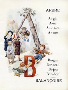 Salıncak oynayan çocukları temsil eden A ve B harfleri, 19. yüzyılın sonları (krolitografi) by Timoleon Marie Lobrichon