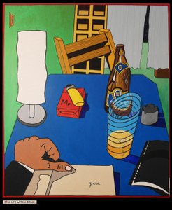 Bir içki ile natürmort, 2001, tuval üzerine yağlıboya by Timothy Nathan Joel