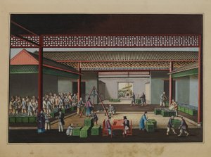 Çay tartma ve satın alma, c.1860 (kağıt üzerine suluboya) by Tinqua
