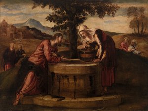 İsa ve Samiriyeli Kadın by Tintoretto (Jacopo Robusti)