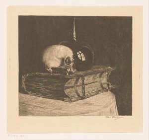 Kafatası ve İncil ile natürmort by Titia Heukers (signed by artist)