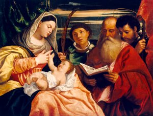 Aziz Stephen, Jerome ve Maurice ile Madonna ve Çocuk (tuval üzerine yağlıboya)