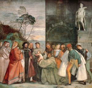 Yeni Doğan Bebeğin Mucizesi, Titian (yaklaşık 1490-1576), fresk, Saint veya Scoletta Okulu, Padua tarafından Padua Aziz Anthony