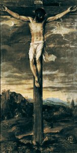 "Çarmıha gerilmiş İsa". Haç üzerinde ""INRI"" yazısı by Titian (c.1488 1576)