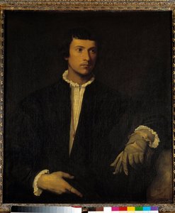 Eldivenli Adam, c.1520 (tuval üzerine yağlı boya) by Titian (c.1488 1576)