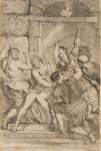 Dikenli Taç, Luigi Scaramuccia (1616-80) 1675 tarafından oyulmuş (bkz. 60349) by Tiziano Vecelli