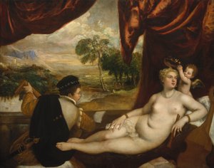 Venüs ve Ud Oyuncusu, M.Ö. 1565-70. by Tiziano Vecelli
