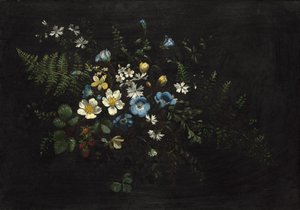 Çiçek ve Eğrelti Otları Spreyi by Titian Ramsay Peale