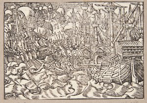 Gaius Duillius, Kartacalılara karşı bir deniz savaşında galip geldi. by Tobias Stimmer