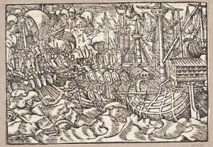 Gaius Duillius, Kartacalılara karşı bir deniz savaşında galip geldi. by Tobias Stimmer