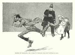 Baştan aşağı fırladı, hepsi dönen saçlar ve çırpınan paçavralar (lito) by Tom Browne