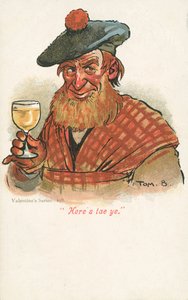 İskoç bir bardak kaldırıyor (renkli taş) by Tom Browne