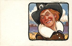 Hollanda kostümlü Smling adamı (renkli lito) by Tom Browne