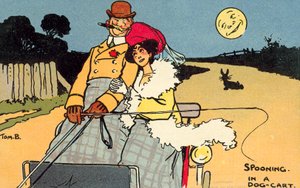Köpek Arabasında Kaşıklama (chromolitho) by Tom Browne