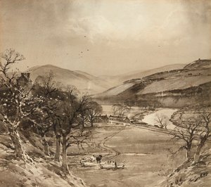 Selkirk Yakınlarındaki Ettrick Vadisi (grisaille) by Tom Scott