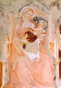 Madonna ve çocuk, Tommaso da Modena (1326-1379), fresk, San Francesco Kilisesi, Treviso