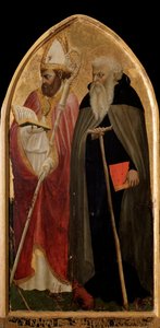 San Giovenale Triptik: Aziz Anthony the Great ve Saint Juvenal (Giovenale) ile sağ panel - altarpiece by Tommaso Masaccio