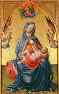 Tanrı Baba, Kutsal Ruh ve meleklerle Bakire ve Çocuk by Tommaso Masolino da Panicale