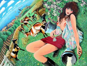 Mae Rose-Cottage erotik fantezilerini hayal ediyor, 2005 (panelde akrilik)
