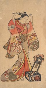 Portrait of Sanjo Kantaro in the Female Role of Yaoya Oshichi in the Play Fuji no ..., ca. 1730-40. by Torii Kiyomasu II.