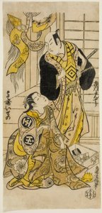 Aktörler Ichikawa Danjuro II ve Sodesaki Iseno I by Torii Kiyomasu II