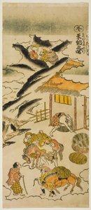 Kış: Pirinç Depolama (Fuyu: kome osame no zu), "Çiftçilerin Dört Mevsimi (Shiki no hyakusho)" serisinin 4. numarası by Torii Kiyomasu II
