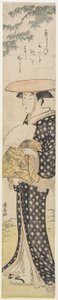 (Ağacın Altında Yürüyen Şapkalı Kadın), 1782 by Torii Kiyonaga
