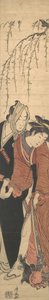 Maymunla Oynayan Bir Çift Aşık, 1780. by Torii Kiyonaga