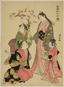 "Kadınsı Davranışların Aynası (Onna fuzoku masu kagami)" dizisinden Asil Bir Genç Hanım by Torii Kiyonaga