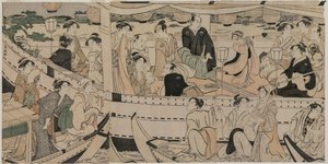 Sumida Nehri üzerinde Tekne Partisi by Torii Kiyonaga