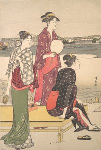 Sumida Nehri kıyısında akşam. by Torii Kiyonaga