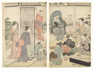 Komeikan çay evinde parti by Torii Kiyonaga