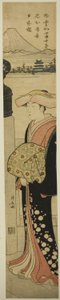 Nihonbashi Köprüsü'nden Geçen Güzel Giyimli Kadın by Torii Kiyonaga