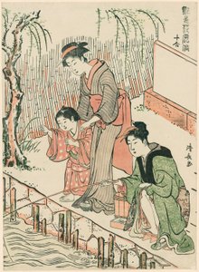 Balık Tutma, "Çiçek Gibi Tarzlarda On Güzeller Seti (Enshoku hana fuzoku ju awase)" serisinden by Torii Kiyonaga