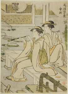 Nakasu, "Üç Şehirde Serinliğin Keyfini Çıkarmanın On Sahnesi (Sangatsu ryo jikkei)" dizisinden by Torii Kiyonaga