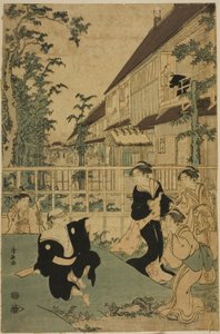 Yoshiwara'daki Kankanro Çayevi'nde Açık Hava Eğlenceleri by Torii Kiyonaga